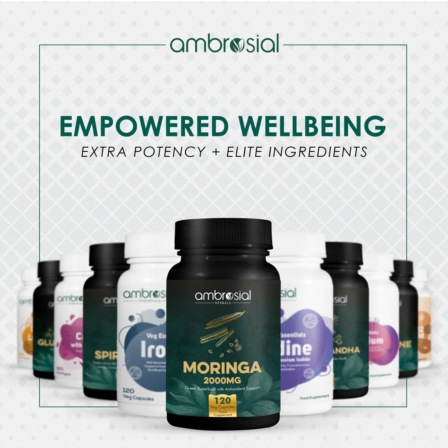 AMBROSIAL Ambrosial Premium Organic Moringa Capsules 2000MG - High Strength Antioxidant Superfood Supplement for Energy and Wellness - 120 Veg Capsules