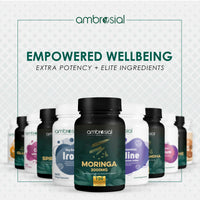 AMBROSIAL Ambrosial Premium Organic Moringa Capsules 2000MG - High Strength Antioxidant Superfood Supplement for Energy and Wellness - 120 Veg Capsules