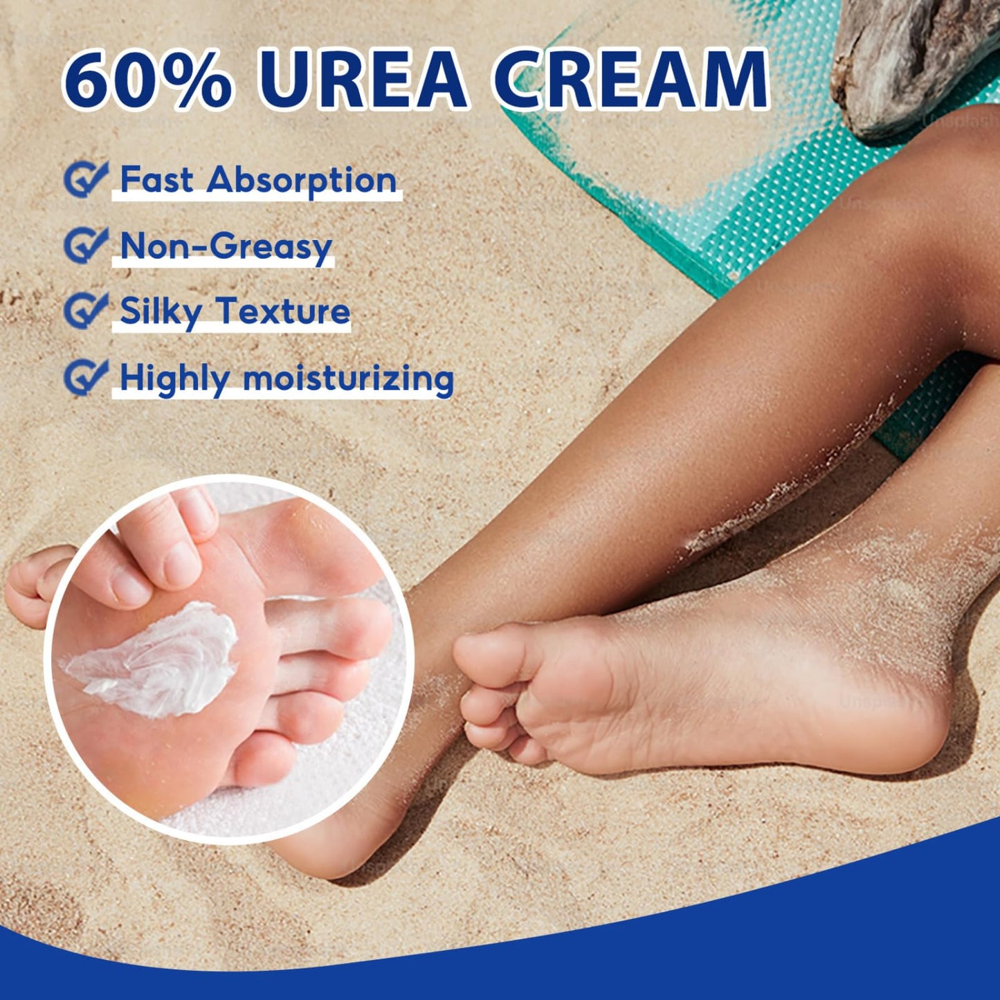 ISBEAUSOLS 60% Urea Cream - Cracked Heel Repair Cream For Feet and Hand - Foot Cream for Cracked Heels and Dry Skin - Urea Cream 60 Percent for Feet - Maximum Strength for Hand, Foot and Body Care