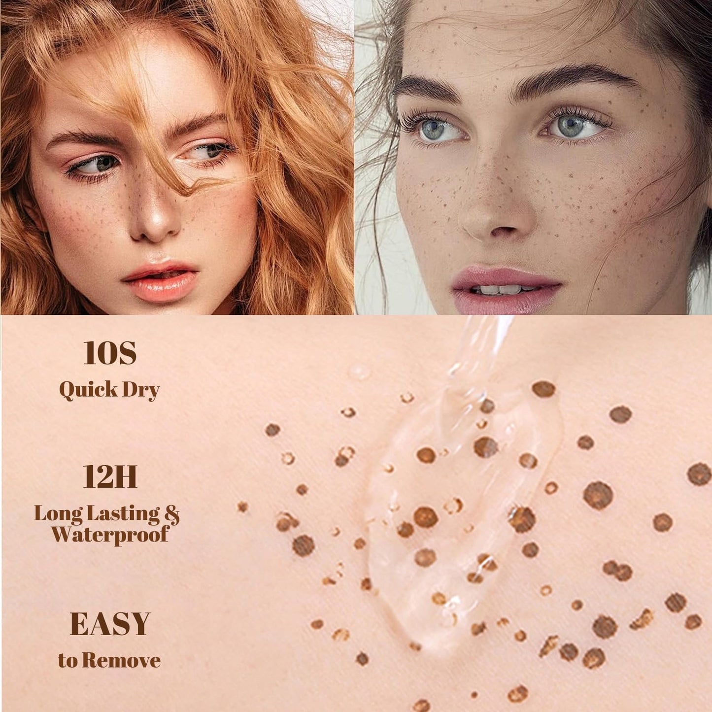 Waterproof Freckle Pen – Natural, Realistic Faux Freckles with Felt Tip Applicator. Quick-Drying, Long-Lasting, Skin-Friendly Makeup for Effortless Freckle Looks (Light Brown)