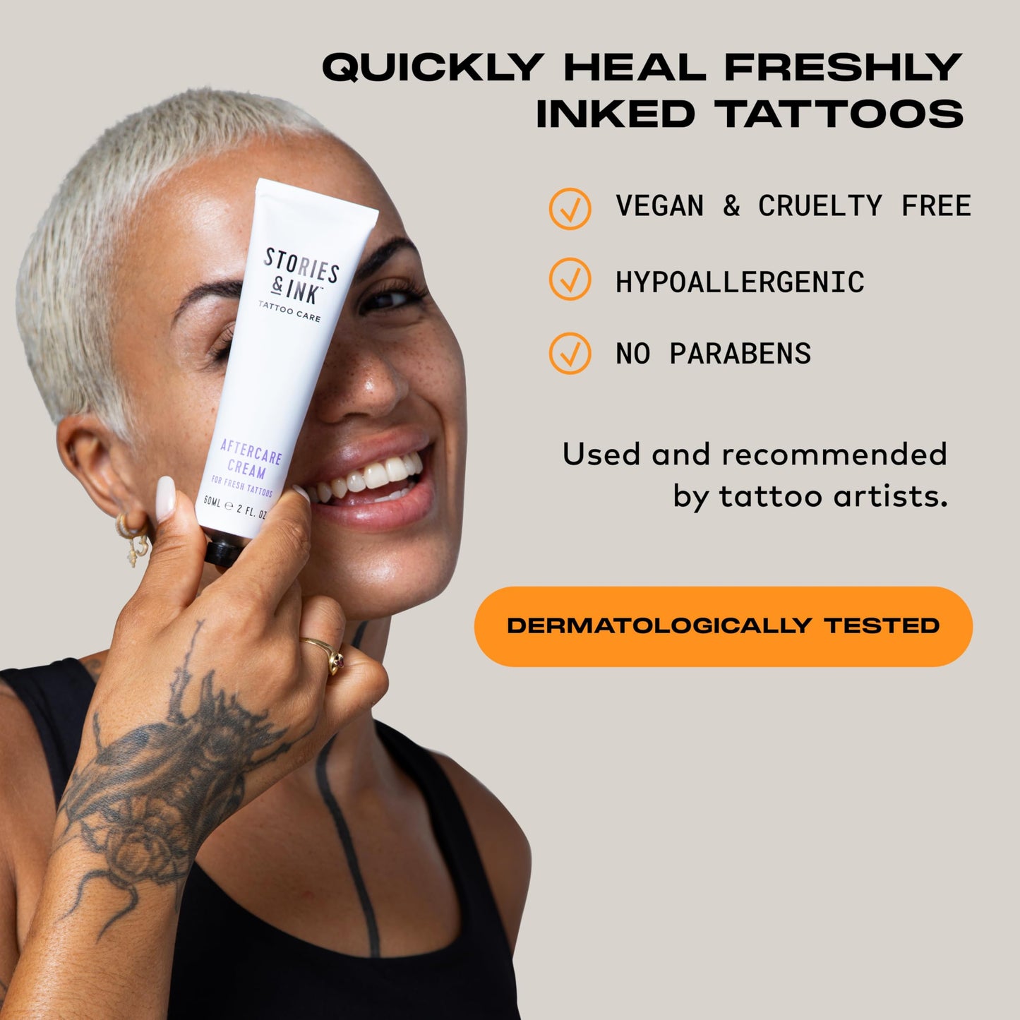 Stories & Ink | TATTOO AFTERCARE DUO - 2-Step Routine to Aid Natural Healing of Fresh Tattoos. Contains: x1 Tattoo Aftercare Cream & x1 Tattoo Aftercare Foam Cleanser