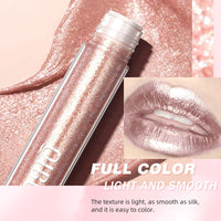 QUIWEN Glitter Lip Gloss Metallic Diamond Glitter Liquid Lipstick Pink Shimmer Lipstick Waterproof Lightweight Soft Metallic Eyeshadow Lipgloss Long-Lasting Nonstick Cup Pink Lip Gloss Shiny And Sparkle