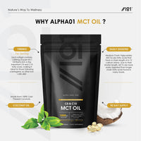 ALPHA01 Keto MCT Oil 1000mg - Medium Chain Triglycerides – Made from Coconuts – Source of C8 + C10 – Non GMO, Keto, Halal – 90 Softgels
