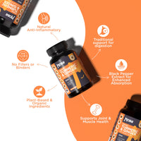 Organic Turmeric 1380mg with Black Pepper & Ginger - 120 Vegan Capsules - Organic with Active Ingredient Curcumin - UK Made MOBU