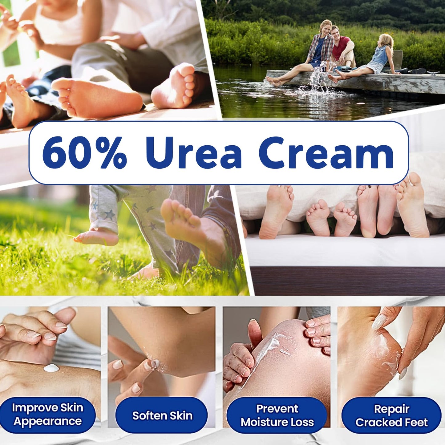 MrCuvaryas Urea Cream 60 Percent for Feet Set, Urea Foot Cream for Cracked Heels and Dry Skin, Cracked Heel Repair Cream For Feet and Hand and Body Care Hydrates, Softens & Exfoliates Women & Men