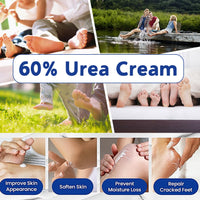 MrCuvaryas Urea Cream 60 Percent for Feet Set, Urea Foot Cream for Cracked Heels and Dry Skin, Cracked Heel Repair Cream For Feet and Hand and Body Care Hydrates, Softens & Exfoliates Women & Men