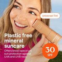 ATTITUDE Tinted Mineral Sunscreen Face Stick with Zinc Oxide, SPF 30, EWG Verified, Plastic-Free, Broad Spectrum UVA/UVB Protection, Dermatologically Tested, Vegan, Unscented, 20 g