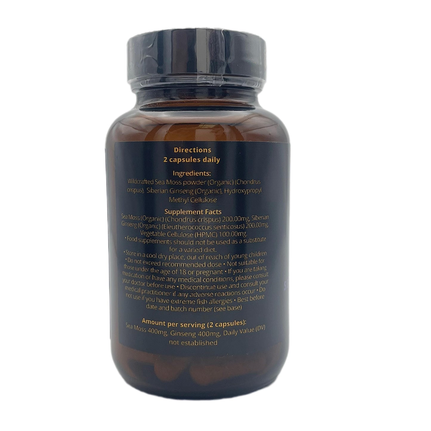 Organic Irish Sea Moss Capsules | 60 Vegan Capsules | GMO Free | Gordon Watkins Exclusive Botanical Blend (Ginseng)