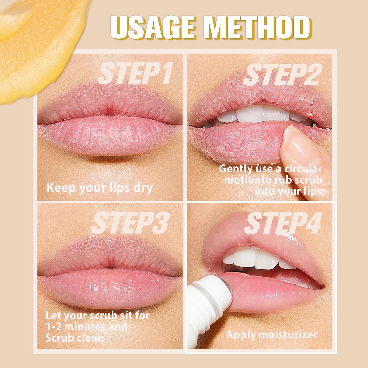 Turmeric Lip Scrub Exfoliator, Vitamin C Lip Scrub, Moisturizing Lip Care to Remove Dead Skin, Lip Lightening For Dark Lips, Lip Exfoliator Scrub, Sugar Scrub for Chapped & Cracked Lips for Lip Repair