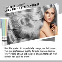 OunTechGlory Natural Essence 2-in-1 Extract Cream - Metallic Silver Gray Hair Dye for Glossy Conditioning and Easy Grey Hair Color