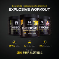 Reflex Nutrition Pre Workout The Muscle Bomb Caffeine Free 9G Citrulline Malate 2.5G Beta Alanine Added Hydration Electrolytes (Sherbet Lemon Caffeine Free, 400G)