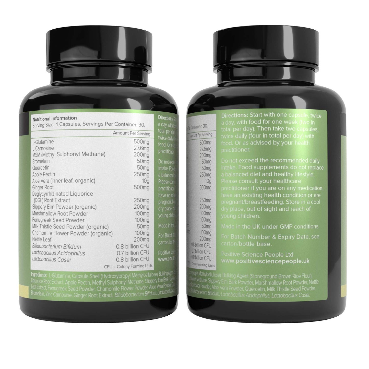 Positive Science People Gut Health Capsules | 18 Nutrients | Digestive Enzyme Supplements | Probiotics Prebiotics Bio Cultures | Milk Thistle, Liquorice Root, Slippery Elm, Easy Digest, Restore Gut | Vegan
