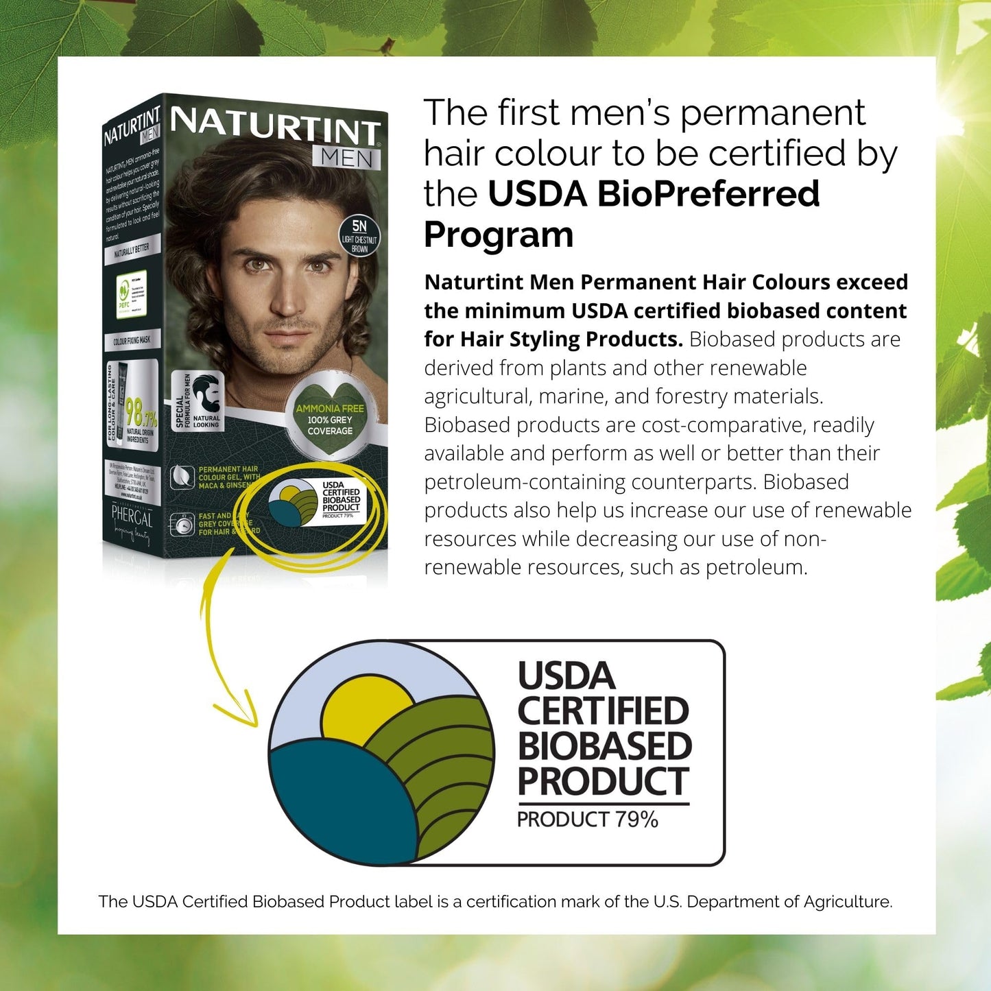Naturtint Men Permanent Hair Colour Gel 5N Light Chestnut Brown for Hair Beard and Moustache. Ammonia Free, up to 100% Grey Coverage, Natural Looking Long Lasting Results