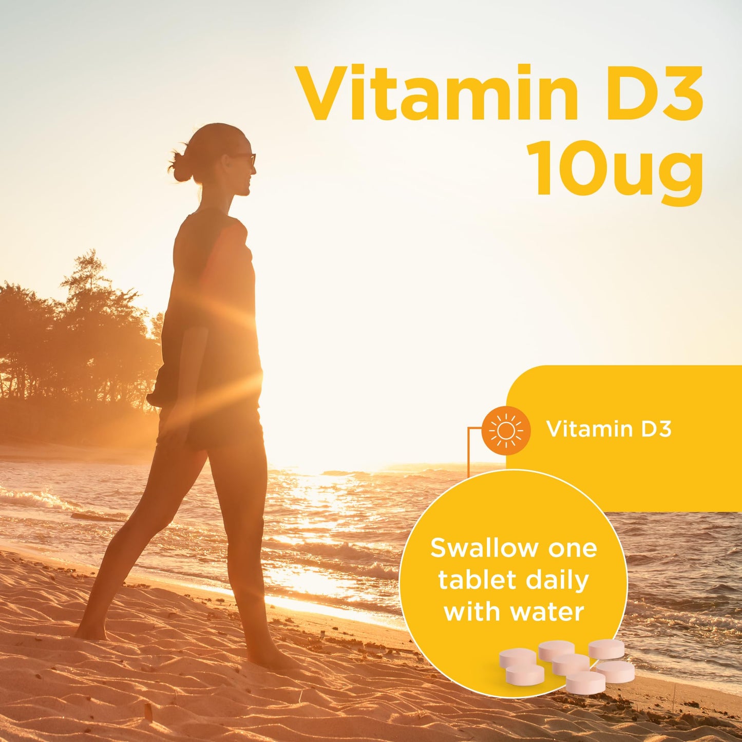 Healthspan Vitamin D3 10µg (8 Months' Supply) | Support Your Immune Health & Promotes Healthy Bones, Teeth & Muscles | Vegetarian