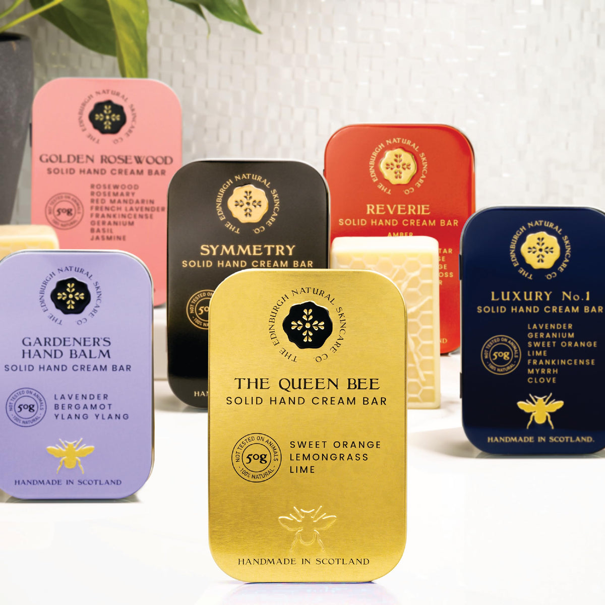 The Edinburgh Natural Skincare Company Ltd. Queen Bee Eco-Refill Luxury Solid Hand Cream Bar – 100% Natural Moisturiser for Very Dry Hands | With Beeswax, Cocoa Butter & Coconut Oil | 50g | Packaging May Vary