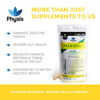 Physis Bio Cultures Blend Prebiotics | 30 Capsules | Pre and Probiotics for Gut Health | Bio Cultures Complex for Improved Digestion | Concentrated Lactobacillus Acidophilus Probiotics | Refill