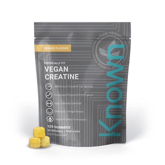 Known Vegan Creatine Gummies Value Pouch – 4500mg Creatine Monohydrate – Orange Flavour – 120 Gummies 30 Days Supply – Third-Party Tested