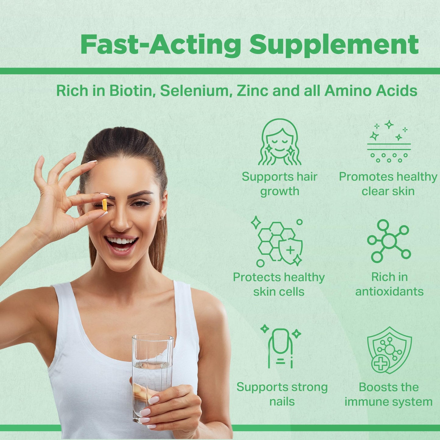 STRENGTH & SPICES100% Natural Vegan Food Supplements Strength & Spices Hair, Skin & Nails 100% Natural Supplement – 20 Ingredients w Biotin Selenium & Zinc - 60 Vegan UK Made 1000mg Capsules – Hair & Nails Growth, Collagen Formation