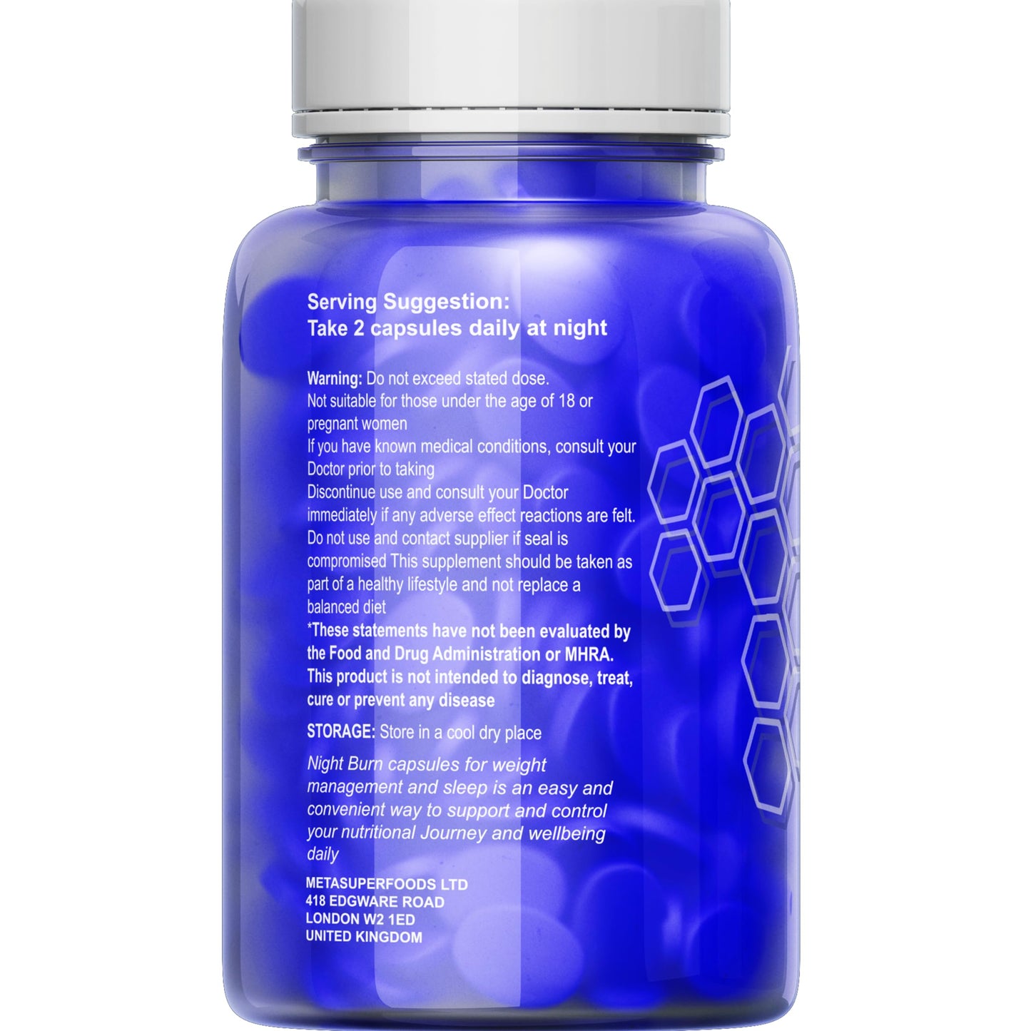 MetaSuperfoods Night Burn Liposomal 120 Capsules for Women and Men 60 Days Supply | Vegan | Size Management | 50% More Than Other Brands High Strength Supplement