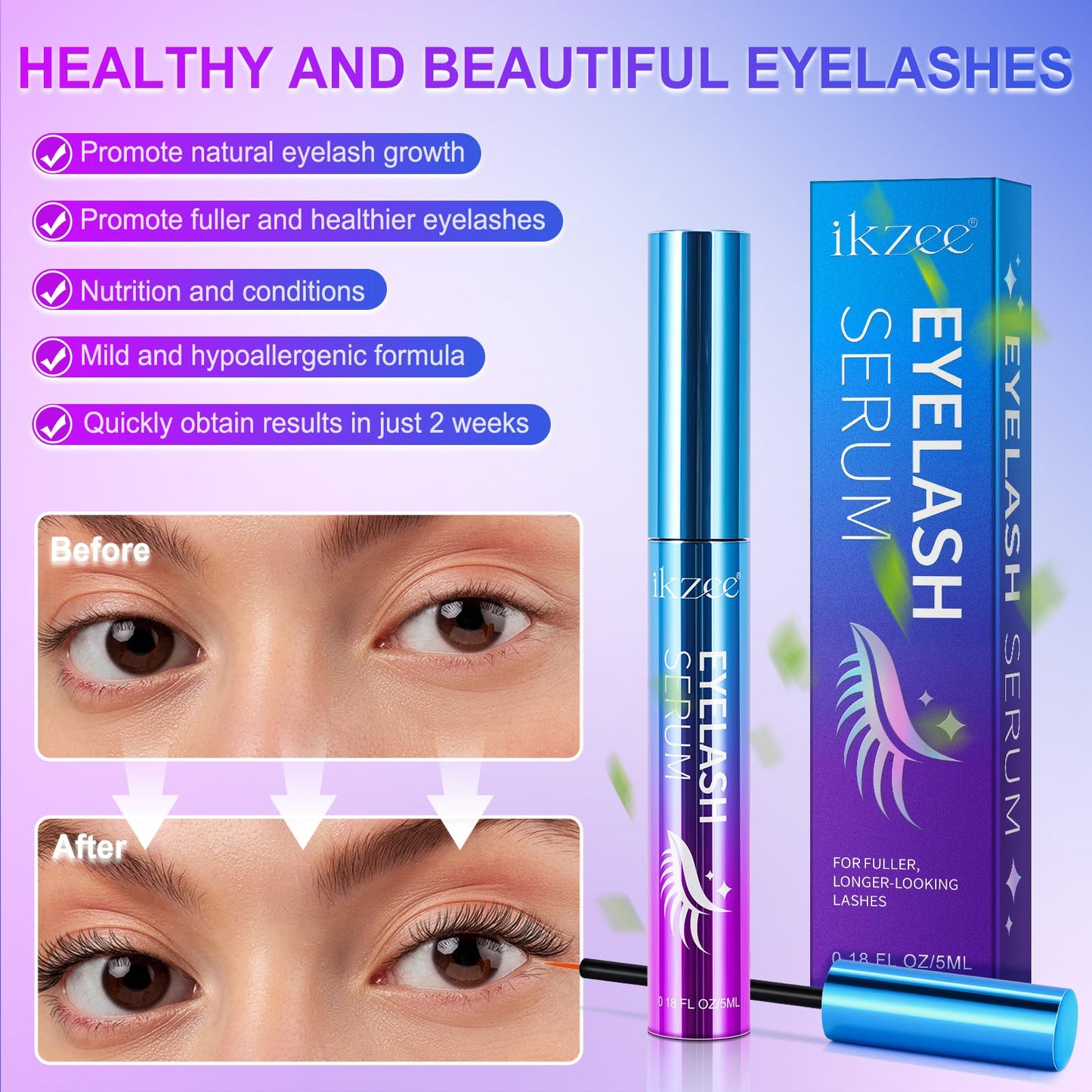 Generic Eyelash Growth Serum, Advanced Lash Serum & Eyelash Serum, UK Lash Growth Serum for Thicker, Fuller & Longer Lashes in 2 Weeks, 5ml