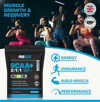 BCAA Capsule 3000mg Per Serving - 60 Vegan Capsules - 2:1:1 Branched Chain Amino Acids Capsules with Vitamin B12 & B6 - BCAA Powder Tablets Alternative - Pre Post Workout for Energy by PROELITE