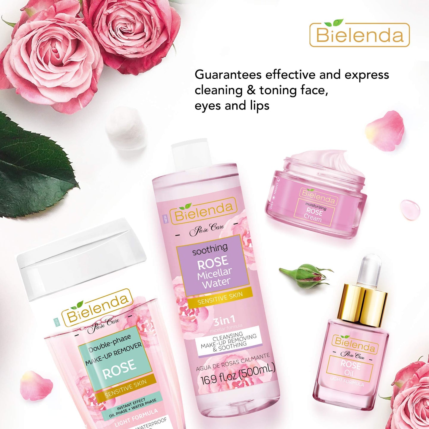 Bielenda Rose Care - Bi-Phase Quickly And Effectively Removes Waterproof Make-Up, Cleanses And Refreshes The Skin - Rose Care Double-Phase Make-Up Remover - 140 ml