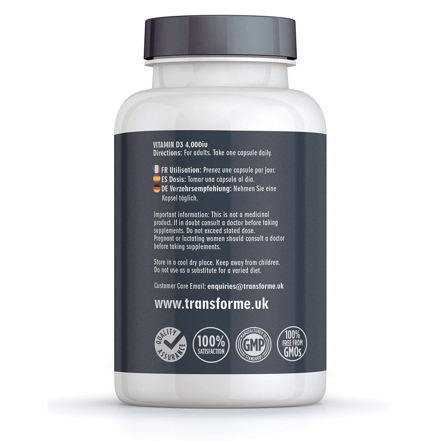 Transforme Vitamin D3 4000 IU in Olive Oil, 365 Capsules 1 Year Supply, Maximum Strength High Absorption Softgels, Easy to Swallow Quadruple Strength VIT D3 Cholecalciferol - Not Tablets