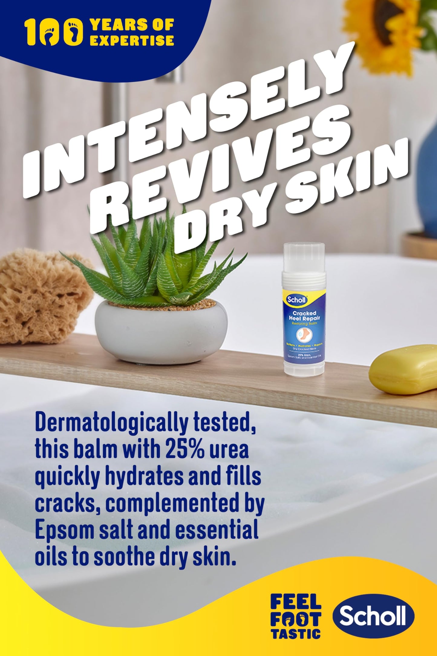 Scholl Severe Cracked Heel Repair Restoring Balm, to repair Very Dry and Cracked Heels, Intensely Moisturising for Healthy Feet with 25% Urea, Epsom Salts and Essential Oils