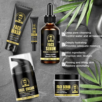 TBeautfave 5PCS Men's Anti-Aging Care Set - Mens Skin Care Sets & Kits - Mens Face Cream, Face Wash & Scrub, Eye Cream, Anti Wrinkle Serum- Gifts for Men -Moisturiser For Men Day & Night