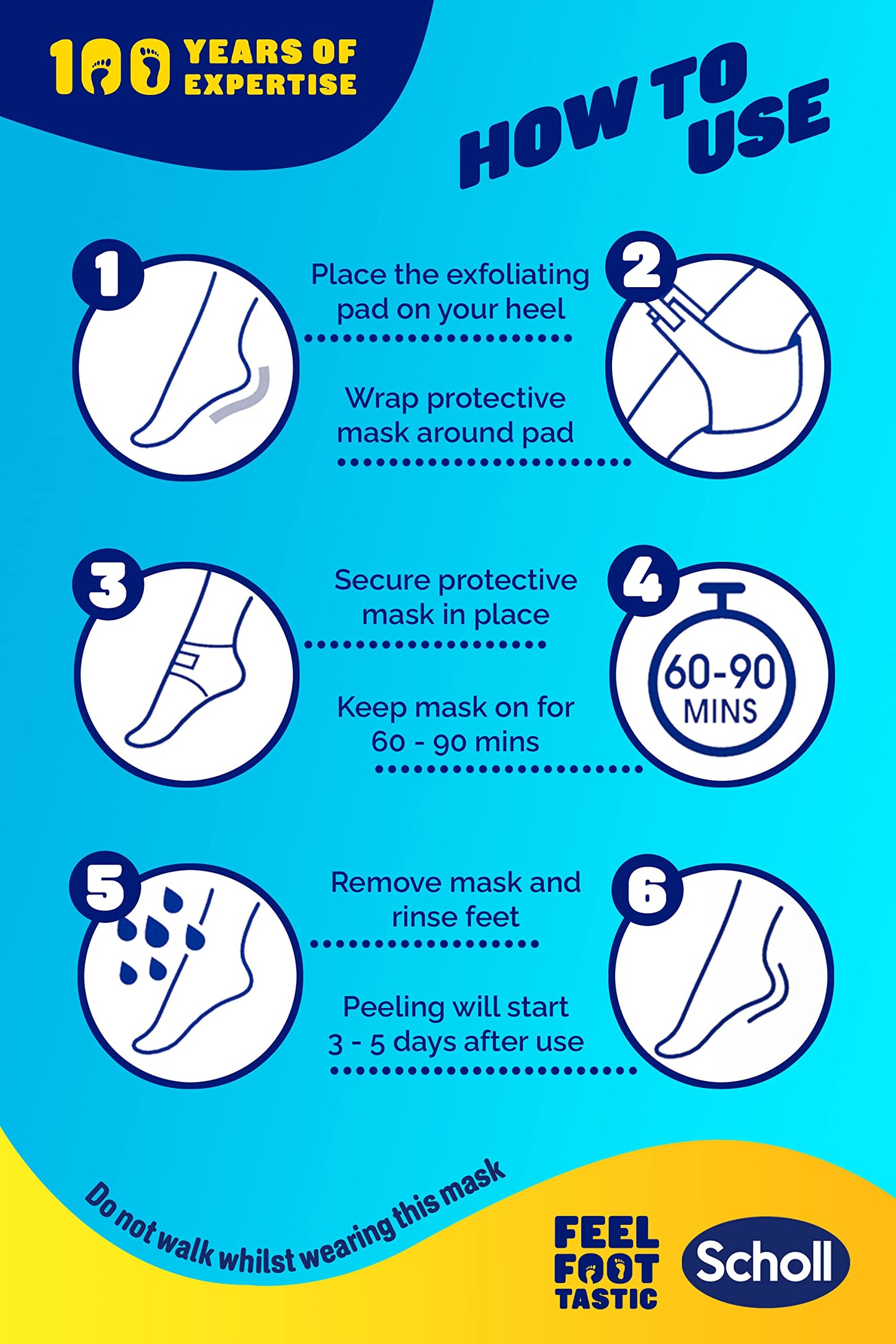 Scholl ExpertCare Exfoliating Heel Peel Foot Mask for Visibly Softer and Smoother Heels, Clinically Proven - 1 Pair