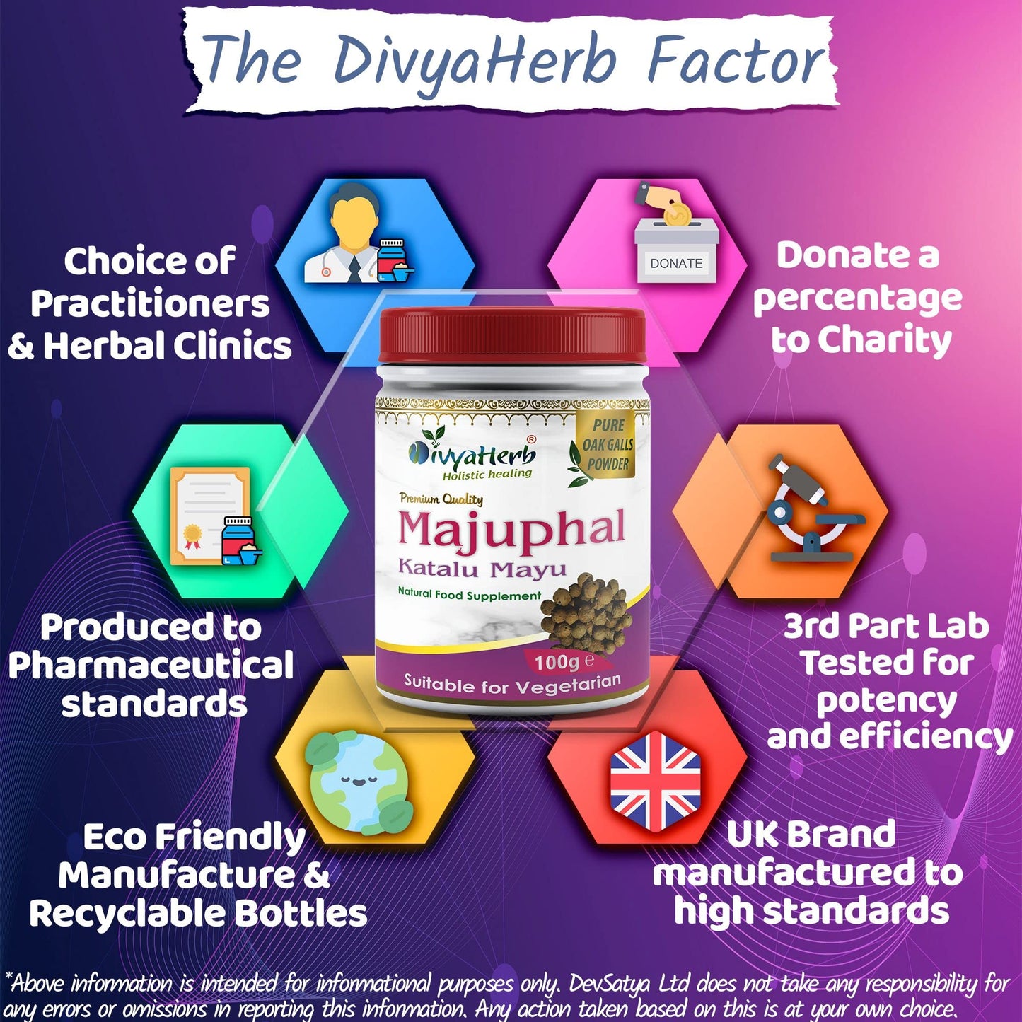 DivyaHerb Majuphal (Katalu Mayu) Powder, Natural, 100 grm (Pack of 1)