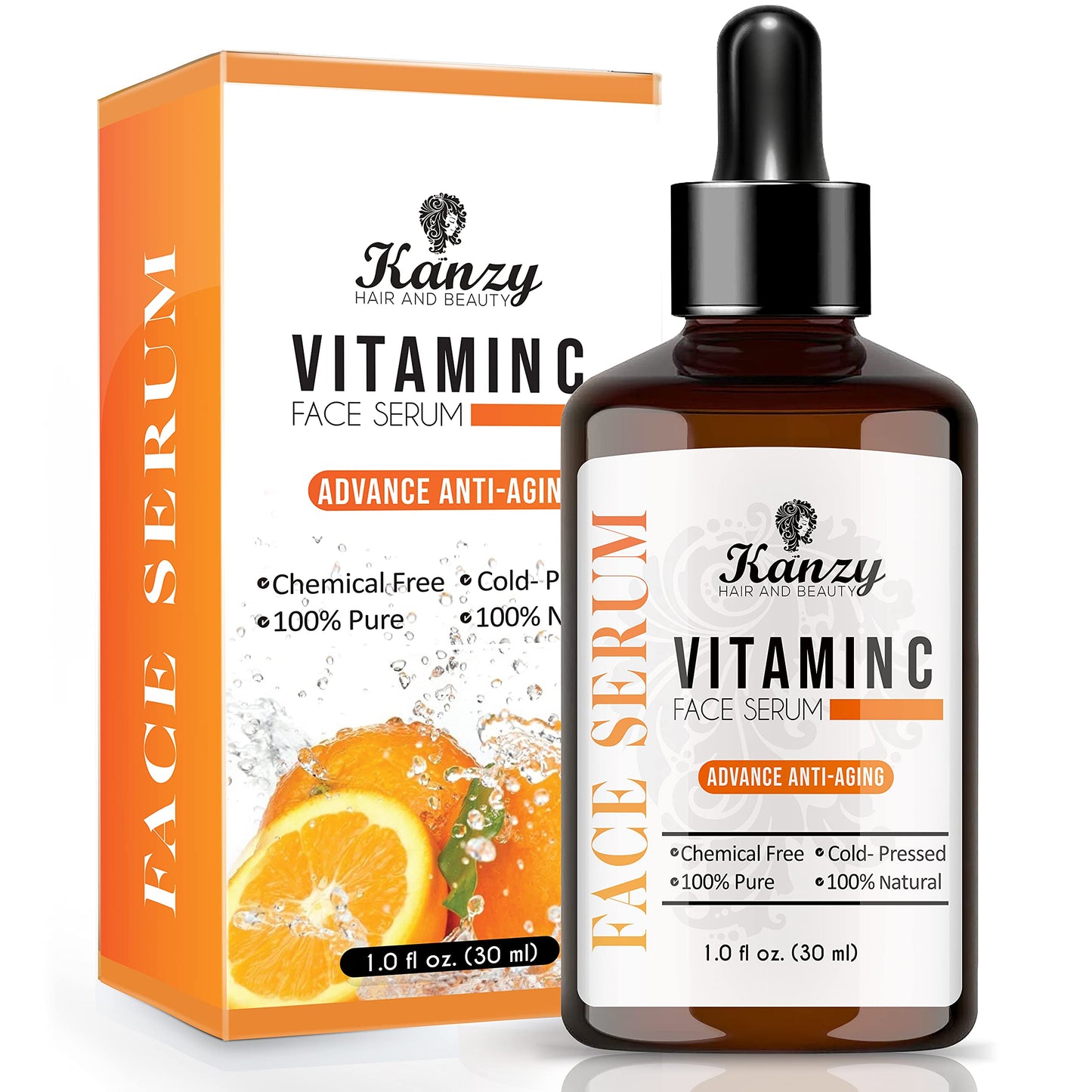 KANZY HAIR AND BEAUTY Kanzy Vitamin C Serum for Face with 20% Hyaluronic Acid Anti-Aging, Anti-Wrinkle, Dark circles & Fine Lines Facial Serum Boost Skin Collagen, Moisturizer for Skin 30ml