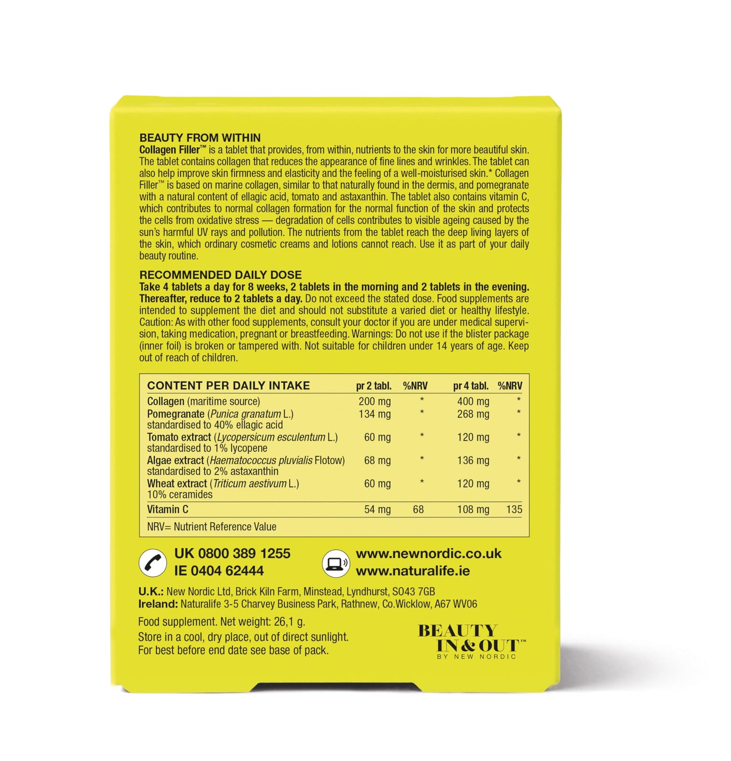 New Nordic Skin Care Collagen Filler 60 Tablets - Reduce The Formation of Wrinkles with Marine Collagen Supplement - Dairy Free - Contains Pomegranate - Wrinkle Filler for Women and Men