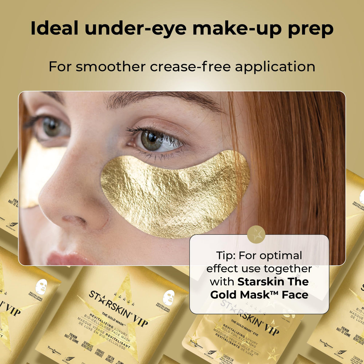 STARSKIN VIP Gold Mask Eye 5 Pack, Gold Undereye Mask Patches, For Puffy Eyes and Wrinkles, Revitalizing and Hydrating, K Beauty Skincare