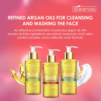 Bielenda Argan Face Oil - Essential Face Treatment Cleans Removes Makeup Deeply Moisturizes And Nourishes The Skin - Anti-Aging Effect Against Wrinkles - Argan Cleansing Face Oil With Pro-Retinol - 140 ml