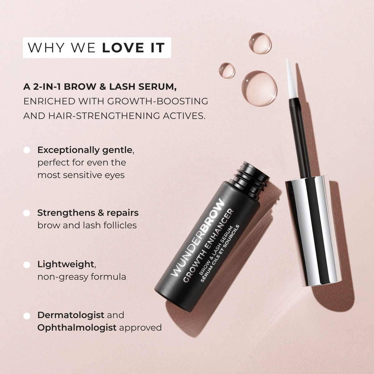 WUNDERBROW Wunderbrow Growth Enhancer Brow & Lash Serum, 2-in-1 Growth Serum For Fuller, Thicker, Healthier Eyebrows & Eyelashes, Clinically Tested Formula, Visible Results in 6-8 weeks