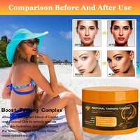 IZBEAUVO Intensive Tanning Gel, Shine Brown Tan Accelerator, Tanning Cream With Carrot, Coconut Oil, Tan Enhancers & Accelerators – Water-Resistant Moisturiser For Sunbeds & Outdoor Sun, Vegan, 150ML
