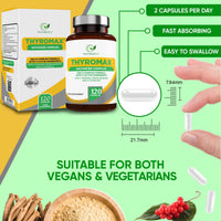 Natures Zest ThyroMax - Thyroid Support Supplement - 120 Vegan Capsules - 17 Active Ingredients Including Iodine, L-Tyrosine, Ashwagandha, B12 and Zinc - UK Made, 2 Month's Supply