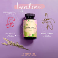Kudzu Root Capsules Vegavero® | 6000mg (10:1) High Strength Root Extract 8% Isoflavones | NO Additives | 180 Capsules | Plus Avena Sativa & Vitamin C | Alcohol Detox | Menopause Aid | Vegan