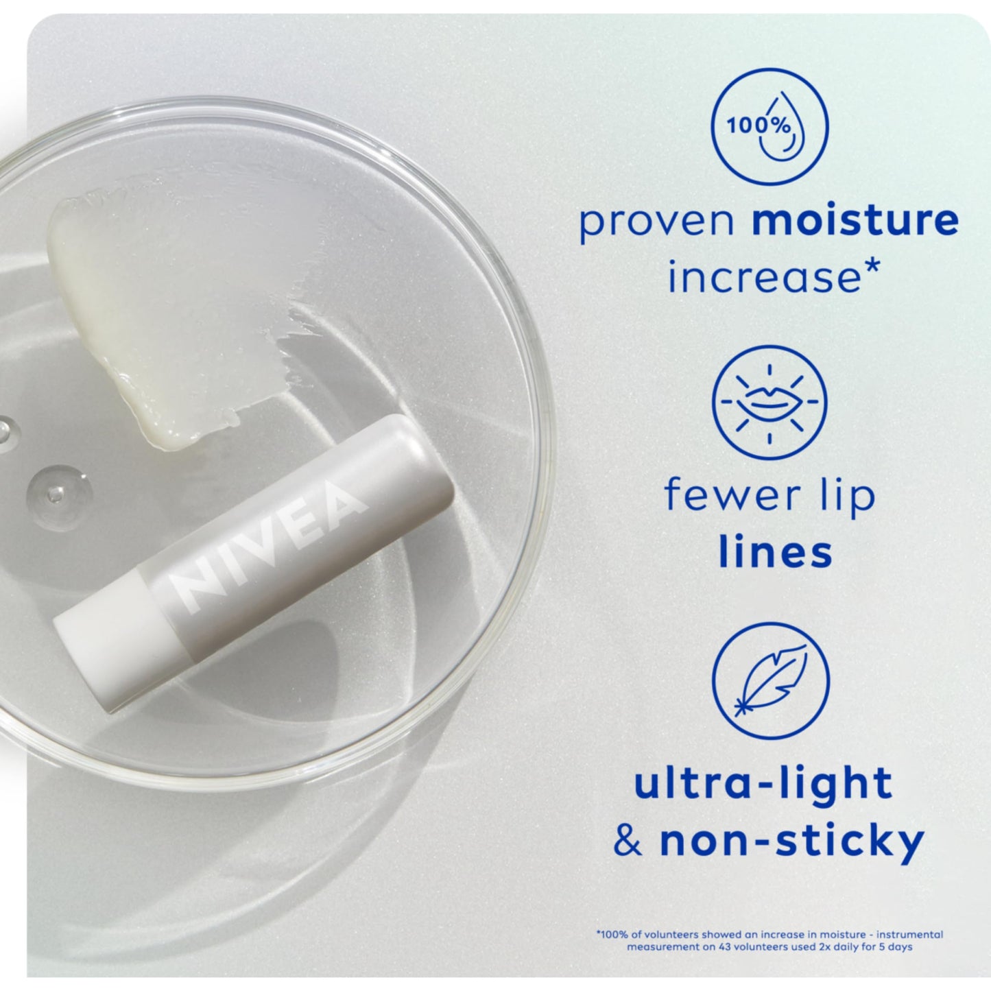 NIVEA Hyaluron Moisture Plus Lip Balm (5.2g), Ultra-Light Lip Balm Stick with Hyaluronic Acid, Provides 24H Moisture and Visibly Smoother Lips