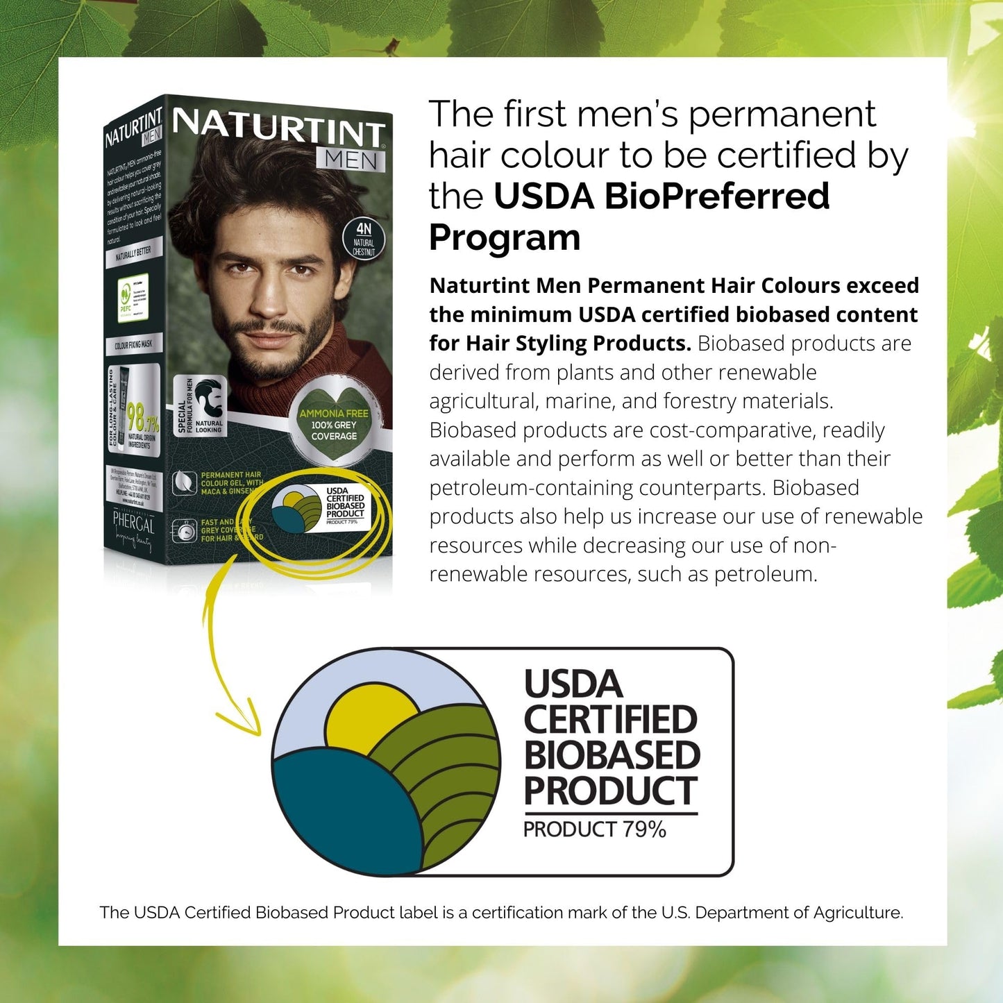 Naturtint Men Permanent Hair Colour Gel 4N Natural Chestnut for Hair Beard and Moustache. Ammonia Free, up to 100% Grey Coverage, Natural Looking Long Lasting Results