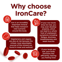 Healthspan IronCare (120 Tablets) | Added Vitamin C & B2, B6 & B12 | Stomach Friendly | Combats Tiredness & Fatigue | Supports Red Blood Cell Formation | Vegan