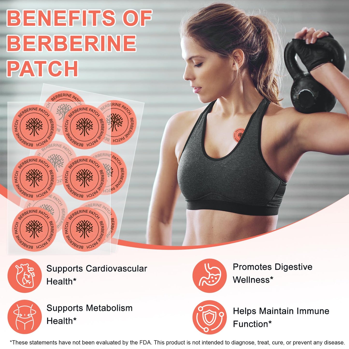 Datival Berberine Patches, Botanical Formula with Berberine, Chromium, 8-Hour Steady Release for Healthy Shape, 30 Patches