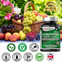Nutrabytes Vegan Multivitamin and Mineral Complex, 360 Vegan Multivitamin Capsules for Women and Men, 26 Essential Vitamins and Minerals, Natural, 100% Plant Based, Made in UK