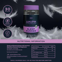 AM:PM Nutrition AM:PM Sleep Gummies, Sleep Aid with Lemon Balm, Chamomile, Zinc & Vitamin B6, 60 Gummies