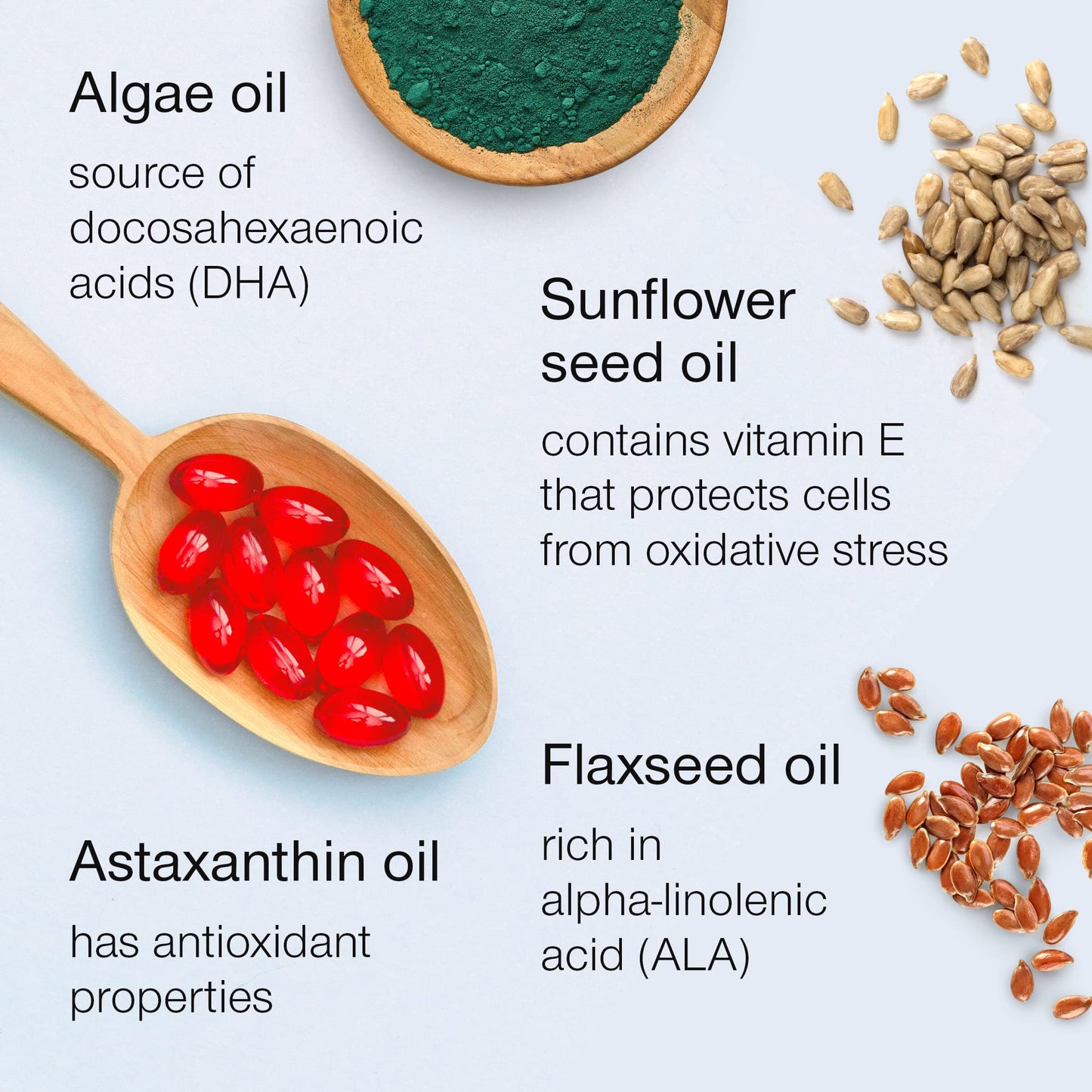 Vegan Omega 3 Capsules - High Strength DHA from Algae Oil 500mg - Algae Omega 3 Vegan with Flaxseed Oil, Astaxanthin, Vitamin E - 60 Easy to Swallow Softgel Tablets - Sustainable Vegetarian Supplement