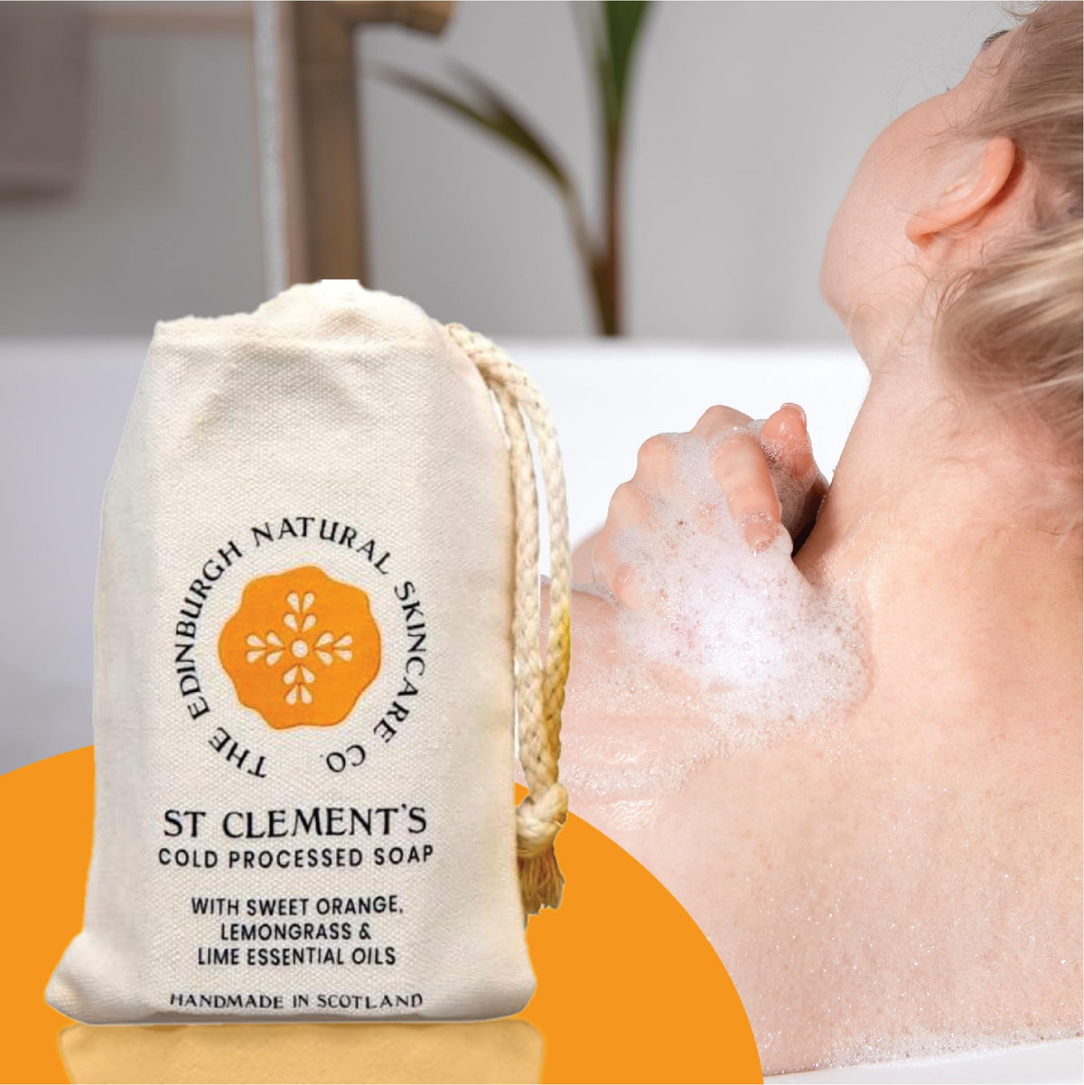 The Edinburgh Natural Skincare Company Ltd. St Clements Soap Bar – 100% Natural & Vegan | Handmade & Cold-Processed with Shea Butter, Coconut Oil & Sweet Orange | Gently Cleanses & Hydrates for Glowing Skin | 90g | Edinburgh Skincare Company