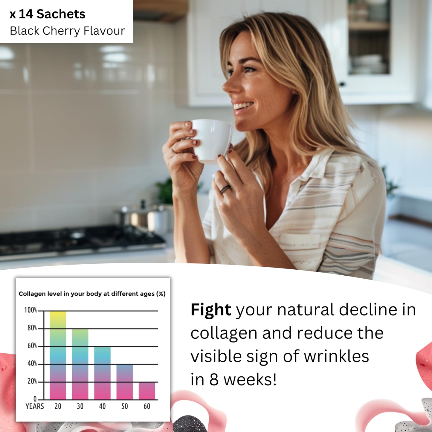 Re-Coll 5000mg Collagen Stick Packs 8.5g - High Strength Supplement with Hyaluronic Acid - for Hair Skin & Nails - Contains Bovine & Marine Collagen for Women & Men (14 Pack)