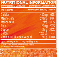 Vegan Vitamin D3 2000iu with Magnesium Calcium & Zinc Supplement, Advanced Immunity Support, Strong Bones & Teeth, Muscle Recovery, Sleep Better,180 Vegan Capsules, 3 Months Supply, UK Nutrabytes
