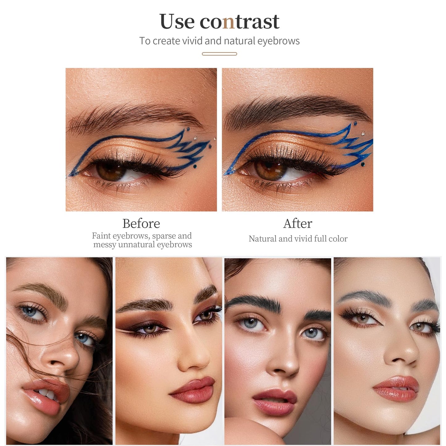 GCVSE Eyebrow Pencil, Rose Gold Microblading Eyebrow Pencil with 4 Micro-Fork Tips, Long-Lasting Brow, Waterproof, Smudgeproof Brow Pen - Easy Creation of Natural Looking Defined Eyebrows (Black)